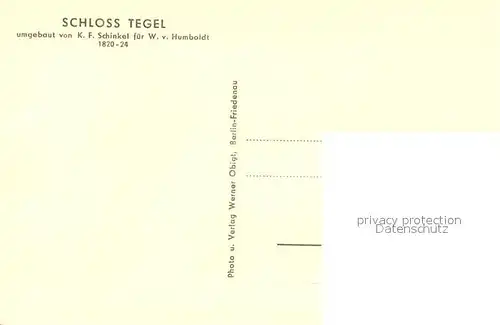 AK / Ansichtskarte Berlin Tegel Schloss umgebaut von K.F. Schinkel f?r W. v. Humboldt Berlin Tegel
