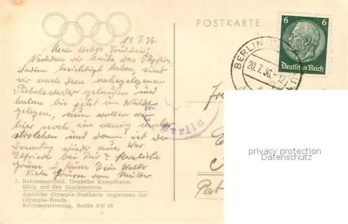 AK / Ansichtskarte Berlin Olympia Reichssportfeld Glockenturm Berlin