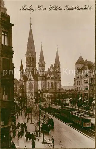 AK / Ansichtskarte Berlin Kaiser Wilhelm Ged?chtniskirche Strassenbahn Berlin
