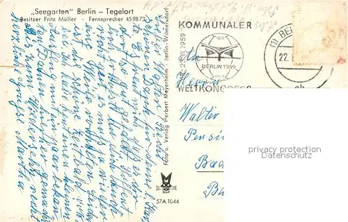 AK / Ansichtskarte Tegelort Seegarten Bootsteg Tegelort