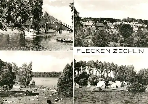 AK / Ansichtskarte Flecken_Zechlin Camping Badestelle Br?cke Flecken_Zechlin