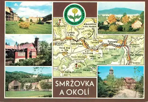 AK / Ansichtskarte Jizerske_hory Stadtansichten Landkarte Jizerske hory