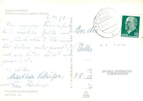 AK / Ansichtskarte Friedrichroda FDGB Erholungsheim Walter Ulbricht Friedrichroda