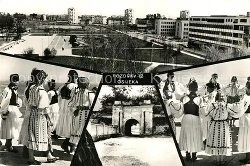AK / Ansichtskarte Osijek_Croatia Stadtansicht Trachten Volkstanzgruppe Osijek Croatia
