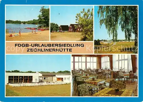 AK / Ansichtskarte Zechlinerhuette FDGB Urlaubersiedlung Finnhuetten Gaststaette Restaurant Tietzowsee Zechlinerhuette