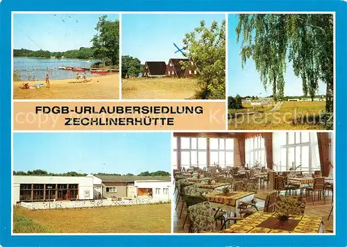 AK / Ansichtskarte Zechlinerhuette FDGB Urlaubersiedlung Finnhuetten Gaststaette Restaurant Tietzowsee Zechlinerhuette
