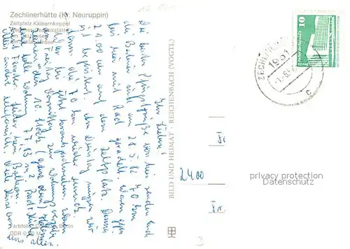 AK / Ansichtskarte Zechlinerhuette Zeltplatz Kaelbernkoppel Wegener Gedenkstaette Tietzowsee Schlabornsee Zechlinerhuette