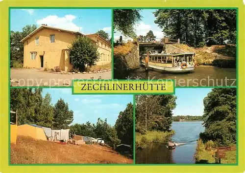 AK / Ansichtskarte Zechlinerhuette FDGB Erholungsheim Solidaritaet Bettenhaus MS Rheinsberg Kanal Bruecke Campingplatz Zechlinerhuette