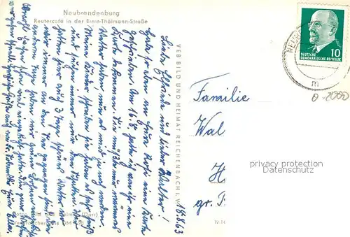 AK / Ansichtskarte Neubrandenburg Reutercafe Ernst Thaelmann Strasse Neubrandenburg