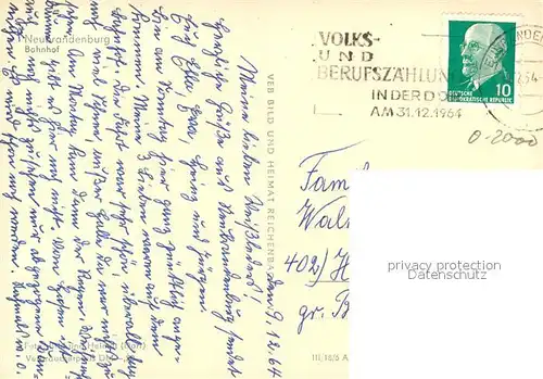 AK / Ansichtskarte Neubrandenburg Bahnhof Neubrandenburg