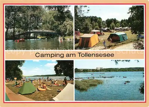 AK / Ansichtskarte Neubrandenburg Campingplatz am Tollensesee Badestrand Bruecke Oberbach Seglerhafen Neubrandenburg