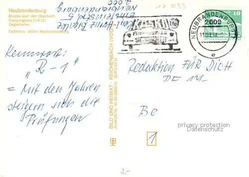 AK / Ansichtskarte Neubrandenburg Campingplatz am Tollensesee Badestrand Bruecke Oberbach Seglerhafen Neubrandenburg