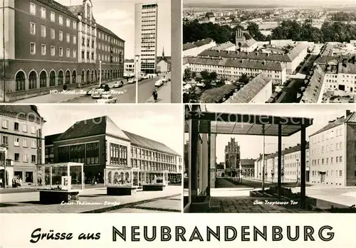 AK / Ansichtskarte Neubrandenburg HO Hotel Vier Tore Hochhaus Stadtpanorama Ernst Thaelmann Strasse Treptower Tor Neubrandenburg