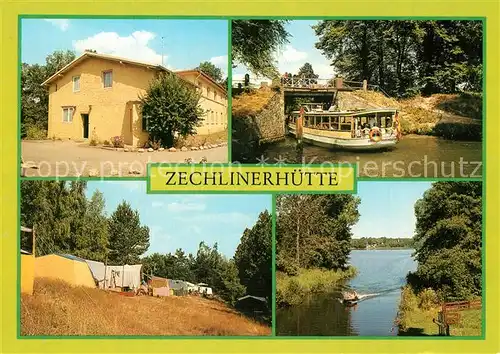 AK / Ansichtskarte Zechlinerhuette FDGB Erholungsheim Solidaritaet Bettenhaus MS Rheinsberg Kanal Bruecke Campingplatz Zechlinerhuette