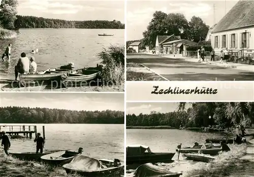 AK / Ansichtskarte Zechlinerhuette Badestrand Bootsverleih Zechliner See Ortsmotiv Zechlinerhuette