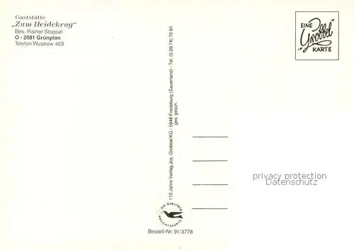 AK / Ansichtskarte Gruenplan Gaststaette Zum Heidekrug Restaurant Terrasse Grosser See Gruenplan