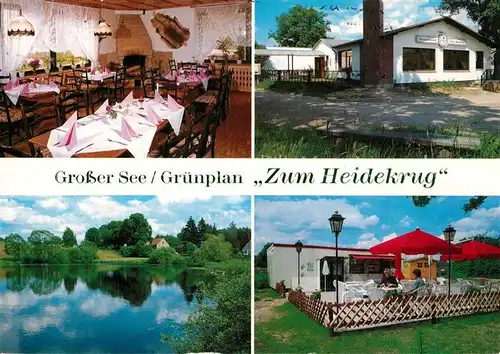AK / Ansichtskarte Gruenplan Gaststaette Zum Heidekrug Restaurant Terrasse Grosser See Gruenplan