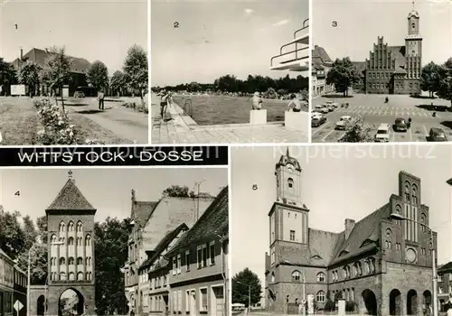 AK / Ansichtskarte Wittstock Bahnhof Schwimmbad Ernst Th?lmann Platz Rathaus Gr?pertor  Wittstock