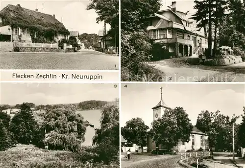 AK / Ansichtskarte Flecken_Zechlin Kreis Neurupping Ferienheim Eisenh?he Schwarzer See Kirche Flecken_Zechlin