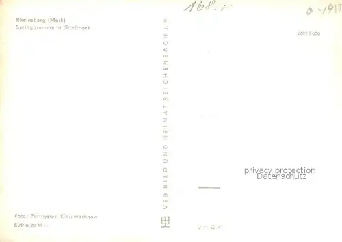 AK / Ansichtskarte Rheinsberg Springbrunnen im Stadtpark Rheinsberg