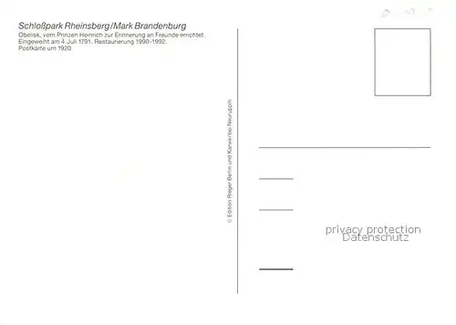 AK / Ansichtskarte Rheinsberg Schlo?park Denkmal Rheinsberg