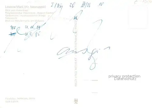 AK / Ansichtskarte Lindow_Mark Kulturhaus Oberschule August Fischer Klosterm?hle am Wutzsee Lindow Mark