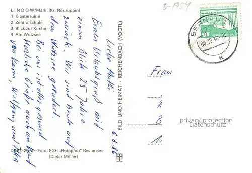 AK / Ansichtskarte Lindow_Mark Klosterruine Zentralschule Kirche Wutzsee Lindow Mark