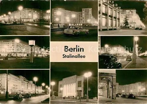 AK / Ansichtskarte Berlin Stalinallee bei Nacht Details Berlin