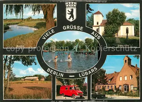 AK / Ansichtskarte Berlin Fliesstal Dorfkirche Feuerwehr Ev Gemeindehaus Berlin