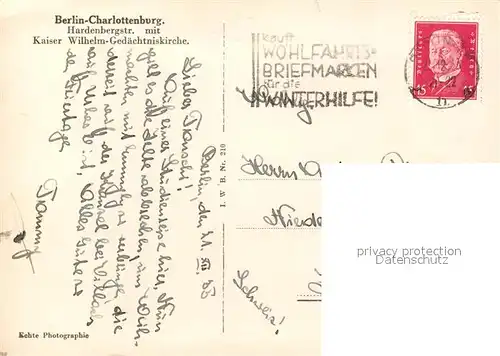 AK / Ansichtskarte Charlottenburg Hardenbergstr mit Kaiser Wilhelm Gedaechtniskirche Charlottenburg