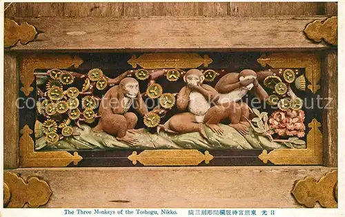 AK / Ansichtskarte Nikko Three Monkeys Toshogu Nikko