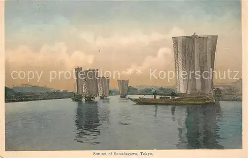 AK / Ansichtskarte Tokyo Sun set Sumidagawa Tokyo