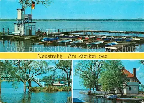 AK / Ansichtskarte Neustrelitz Zierker See Bootssteg Hafen Gaststaette Neustrelitz