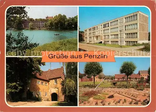 AK / Ansichtskarte Penzlin_Waren Penzliner See Polytechnische Oberschule Alte Burg Sonnenuhr Penzlin Waren