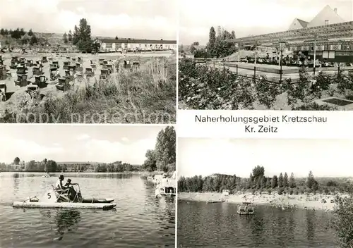 AK / Ansichtskarte Kretzschau Naherholungsgebiet Badestrand am See Tretboot Gaststaette Kretzschau