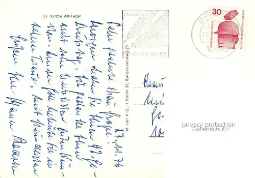AK / Ansichtskarte Alt_Tegel Evangelische Kirche 