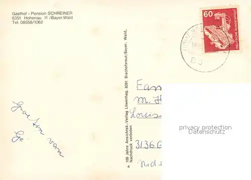 AK / Ansichtskarte Hohenau_Niederbayern Gasthaus Pension Schreiner Hohenau Niederbayern