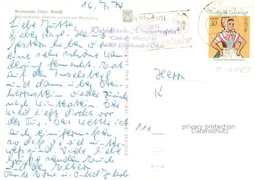 AK / Ansichtskarte Brotterode Waldsch?nke Dreiherrenstein am Rennsteig Brotterode