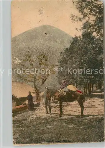 AK / Ansichtskarte Nikko Cnusenij Road mit Reiter Nikko