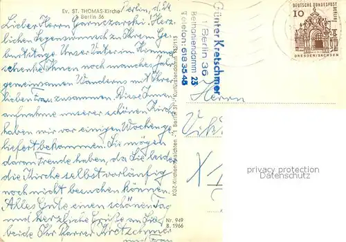 AK / Ansichtskarte Berlin Evangelische St Thomas Kirche Innenansicht Berlin