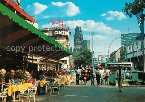 AK / Ansichtskarte Berlin Kurfuerstendamm Strassencafes Kaiser Wilhelm Gedaechtniskirche Berlin