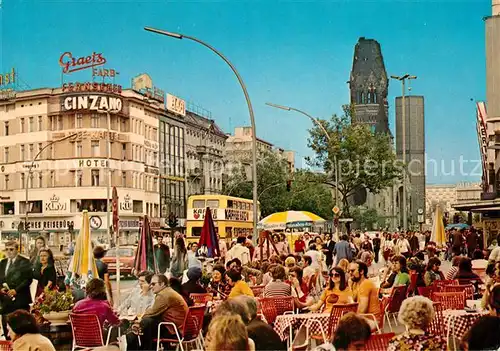 AK / Ansichtskarte Berlin Kurfuerstendamm Strassencafes Kaiser Wilhelm Gedaechtniskirche Berlin