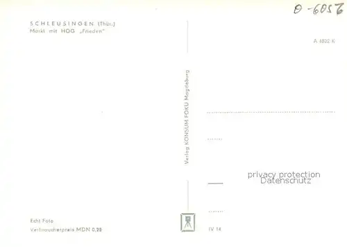 AK / Ansichtskarte Schleusingen Markt Brunnen HOG Frieden Schleusingen