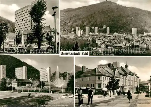 AK / Ansichtskarte Suhl_Thueringer_Wald Karl Marx Platz Blick zum Domberg Steinweg Waffenmuseum Suhl_Thueringer_Wald