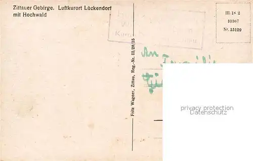 AK / Ansichtskarte Lueckendorf Ortsansicht mit Kirche mit Hochwald Zittauer Gebirge Lueckendorf