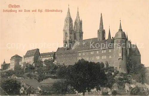 AK / Ansichtskarte Meissen_Elbe_Sachsen Schlossberg mit Dom und Kgl. Albrechtsburg Meissen_Elbe_Sachsen