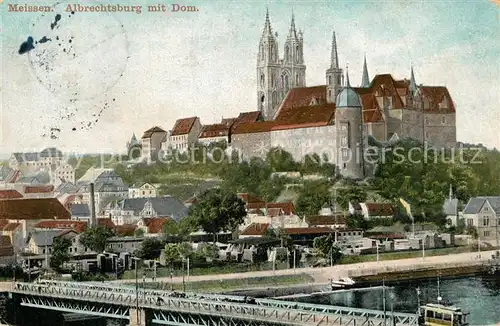 AK / Ansichtskarte Meissen_Elbe_Sachsen Elbbruecke Albrechtsburg und Dom Meissen_Elbe_Sachsen