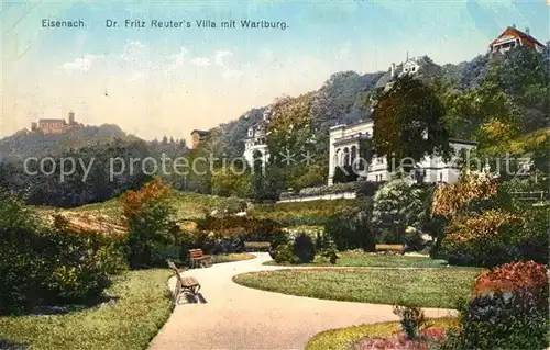 AK / Ansichtskarte Eisenach_Thueringen Dr Fritz Reuters Villa mit Wartbug Eisenach Thueringen