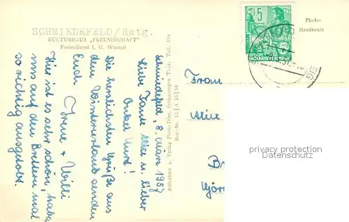 AK / Ansichtskarte Schmiedefeld_Rennsteig Kulturhaus Freundschaft Feriendienst IG Wismut Schmiedefeld_Rennsteig