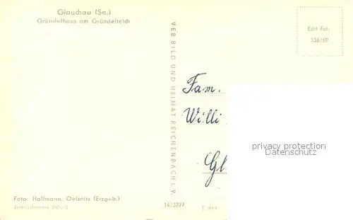 AK / Ansichtskarte Glauchau Gaststaette Gruendelhaus am Gruendelteich Glauchau